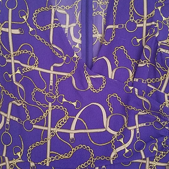 Donna Morgan purple A-line dress w 3/4 sleeves - Picture 4 of 4